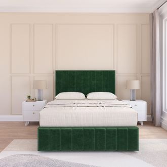 Sloomy California Divan Bed Set With No drawers & Matching Footboard - Plush Velvet in Emerald | Size: Super King