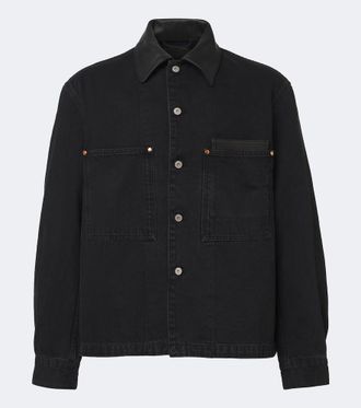 Christophe Lemaire Leather-trimmed denim overshirt