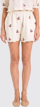Twinset Shorts in rami&egrave; con ricami ciliegie
