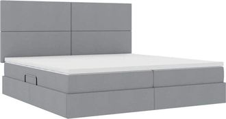 vidaXL Bed with LED Strip Lights Light Grey 200 x 200 cm Fabric vidaXL