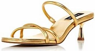 Aqua Womens Jamie Slip On Strappy High Heel Sandals In Gold