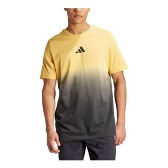 adidas Aeroready Tennis Court Angle Graphic T-Shirt Asia Sizing Yellow Black IS2412