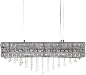 Beliani Elegante lampadario in ferro con cristalli finitura cromo illuminazione soggiorno sala da pranzo argento Belelle