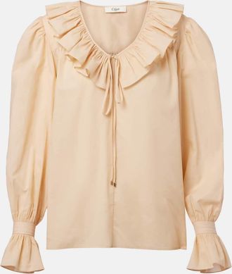 Chlo&eacute; Chlo&eacute; Blusa in voile di cotone con volant
