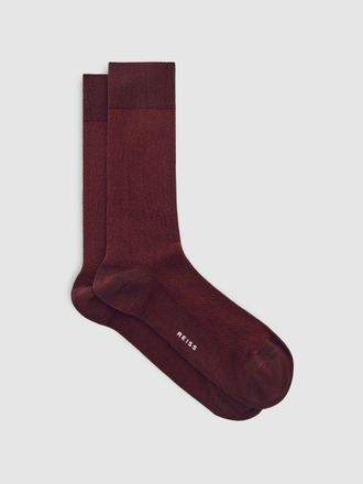 Reiss Bordeaux Cotton-blend Herringbone Socks, S & M