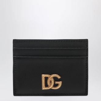 Dolce & Gabbana DG Intrecciato card holder with woven logo in calfskin, black