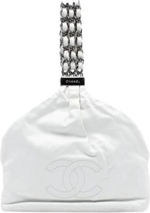 Chanel Pre-owned Rock and Chain Handbag - Dames - Vintage Handtas - Wit - ONE Size - Leer - Vintage