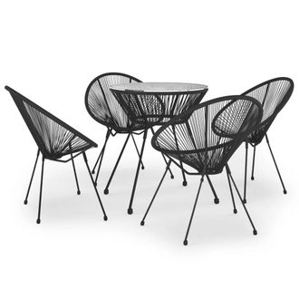 Berkfield Home 5 Piece Outdoor Dining Set PVC Rattan Black