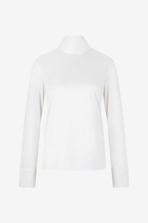 Fabiana Filippi Langarm-Top mit Stehkragen aus Seidenjersey