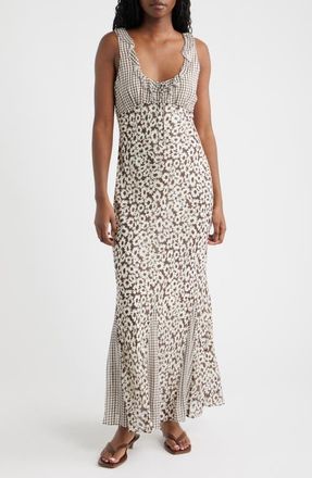 Rails Dahlia Mixed Print Maxi Dress in Espresso Daisy Gingham Mix at Nordstrom, Size X-Large