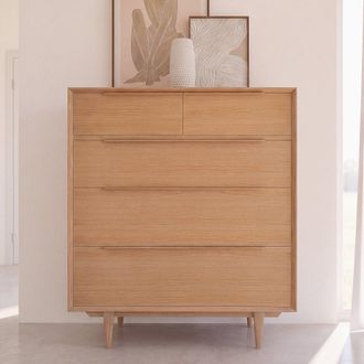 Maisons du monde C&oacute;moda de 5 cajones de chapa de roble, 100 cm