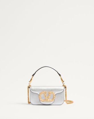 Valentino Garavani Valentino Garavani Loc&ograve; Small Shoulder Bag In Laminated Calfskin With Jewel Logo Wo