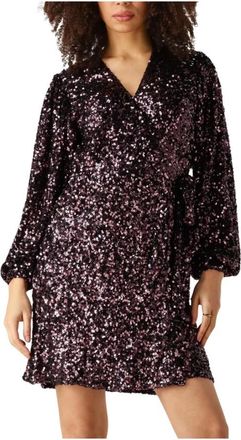 Notre-V Paarse Mini Jurk Nv-Elena - Dames - Korte kleedjes - Paars - 2XL - Polyester - Kleedjes