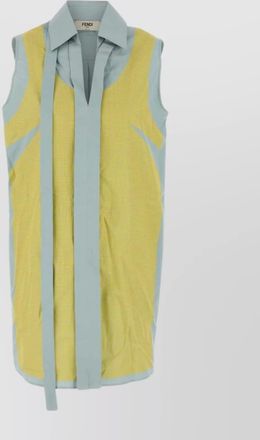 Fendi cotton dress with back pleat and collar