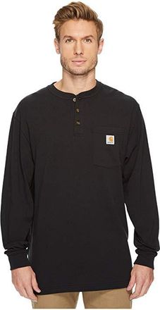 Carhartt Work in Progress Workwear Pocket Long Sleeves Henley Mens Long Sleeve Pullover Black : 2XL, Cotton/Polyester
