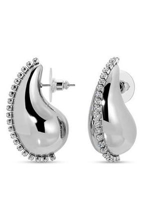 Eye Candy Los Angeles Metallic Bean Cubic Zirconia Drop Earrings in Silver at Nordstrom Rack