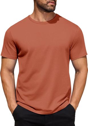Generic Mens Gradient Striped Contrast T-Shirt Soft Breathable Cotton Crew Neck Short Sleeve Tees Casual Summer Gym Essentials Wine