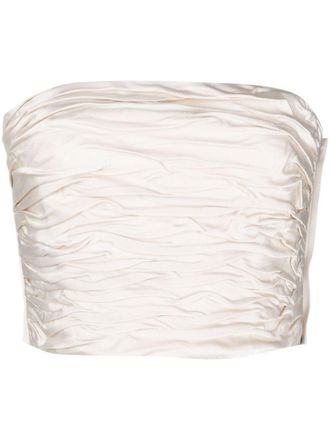 PESERICO Enver satin-finish cropped top - women - Viscose/Acetate/Polyester/Cotton - 42 - Neutrals