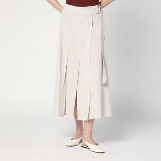 Department Five Womens Traxs Grey Melange Skirt In Linen Blend - Ivory - Size EU 34 (Womens)