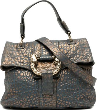 Bulgari 2000-2025 Croc Embossed Metallic Leather Leoni satchel - Bruin