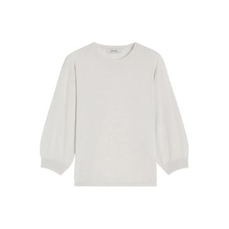 Max Mara Comfortabele Wollen Trui - Dames - Ronde hals truien - Wit - XL - Wol - Truien & Vesten
