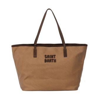 MC2 Saint Barth Brown Waxed Cotton Faux Suede City Shoulder Bag