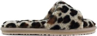 Mou Womens Fuzzy Slide Slippers In Leopard