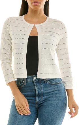 Nina Leonard Pointelle Stitch Bolero in White at Nordstrom Rack, Size X-Large