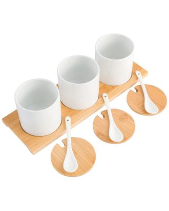 Gibson Gracious Dining 10Pc Fine Ceramic Condiment Jars With Spoons