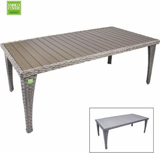 Enrico Coveri Tavolo da Giardino Esterno Struttura Acciaio Polyrattan Imperial Enrico Coveri Colore principale: Grigio - Dimensione: 90 x 140 cm