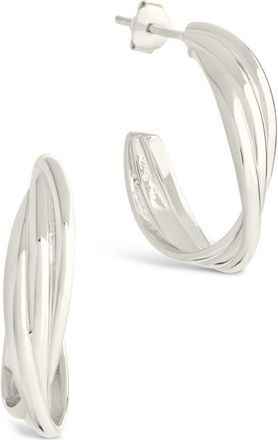 Sterling Forever Monique Twisted Hoop Earrings in Silver at Nordstrom