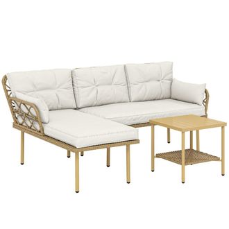OUTSUNNY Muebles de jard&iacute;n 190x130x80 cm crema