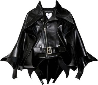 Junya Watanabe asymmetric faux-leather biker jacket - women - Polyurethane Resin - S - Black