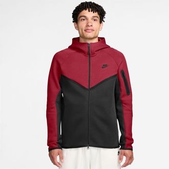 Nike Heren-hoodie met ritssluiting en chevronpatroon (Rood, Zwart)