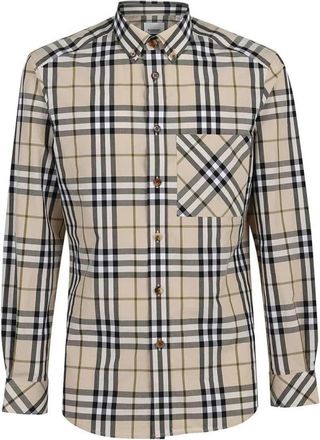 Burberry Causey Shirt - Heren - Casual Overhemden - Beige - XL - Katoen - Overhemden