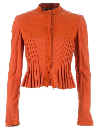 Project Alabama pleated and cropped jacket - women - Cotton - M - Orange