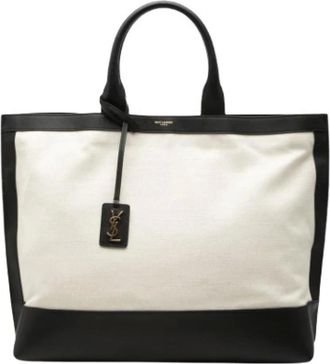 Saint Laurent Pre-owned Tote Bags, female, White, Size: ONE SIZE Pre-owned Canvas Tote