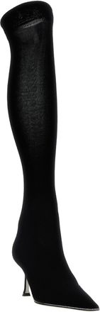 Rene Caovilla Womens Black Leather Over The Knee Shoe
