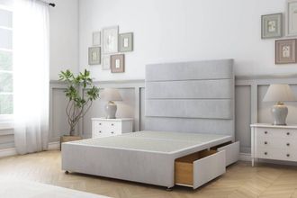 Comfort Beds Rosa Naples Divan Base 2 Drawers - 26 Headboard in Silver | Size: Small Double