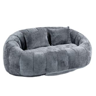 Urban Meuble Sof&aacute; de dos plazas en chenilla gris, sill&oacute;n reclinable grande