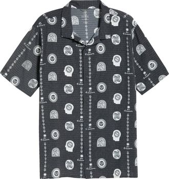 Roark Bless Up Trail Performance Short Sleeve Button-Up Shirt in Black Prin at Nordstrom, Size Xx-Large