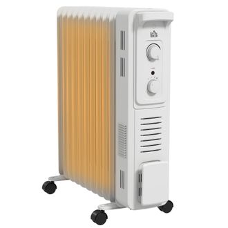 HOMCOM 11 Fin Portable Oil Filled Radiator - Electric Heater With Safety Cut Off - White - HOMCOM | TJ Hughes