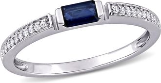 Mimi & Max 1/3ct TGW Sapphire and 1/10ct TW Diamond Ring 10k White Gold