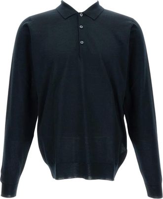 John Smedley Belper Polo - Heren - Polos - Zwart - S - Wol - Tops