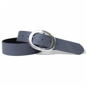 Fronhofer Genuine Leather Belt with Oval Silver Buckle 1.6 inches, Size:waist size 37.5 inch (95 cm), Color:Grey
