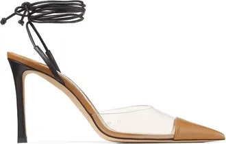 Jimmy Choo London Farley 95 Pvc and Leather Pumps, Brand Size 35 ( US Size 5 )