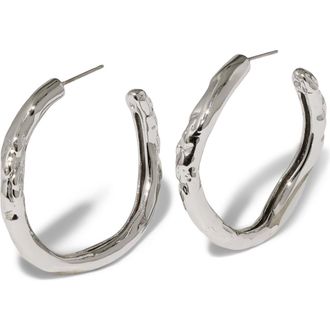 Alexis Bittar Brut Textured Tube Hoop Earrings in Silver at Nordstrom Rack