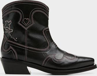 Ganni Womens Pink topstitching cowboy boots Women