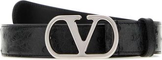 Valentino Garavani Black VLogo Signature Textured Belt