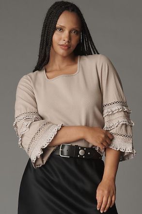 Conditions Apply Long-Sleeve Lace-Trim Top